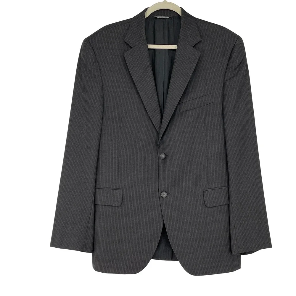 John W. Nordstrom Blazer 42R Gray Pinstripe 2-Button Wool Jacket Loro Piana